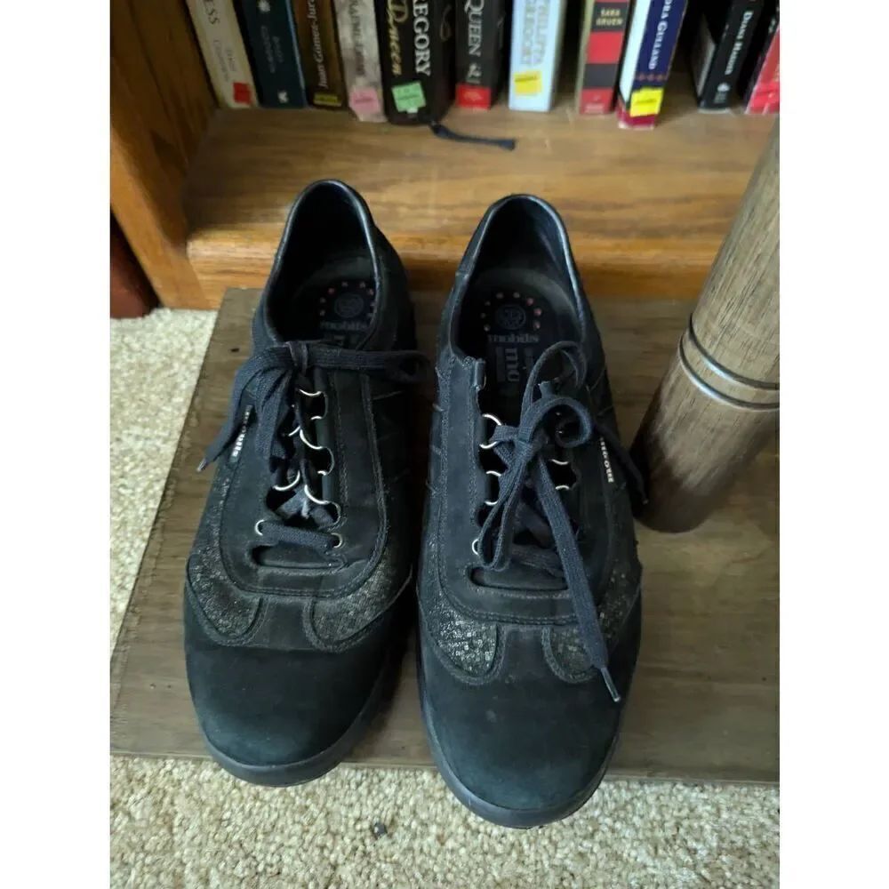 Mephisto Mobils Women Black Genuine Leather Runoff Air-Jet System Shoes Size 9.5